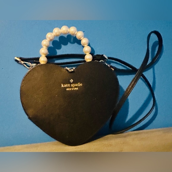 kate spade Handbags - kate spade Heart-Shaped Black Mini Bag with Faux Pearl Handle & Crossbody strap